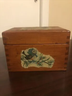 Vintage Oak Index Card Recipe File Box Wood With Brass Hinges Read Description • $12.99