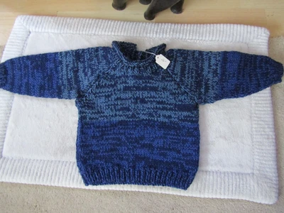 £0.99 • Buy Hand Knitted Multi Blues Roll Neck Jumper  In Size 24 Inch Chest
