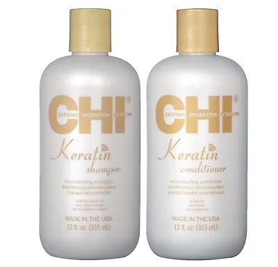 Farouk CHI Keratin Shampoo And Conditioner For Damaged Hair Strengthener 355 Ml • £19.99