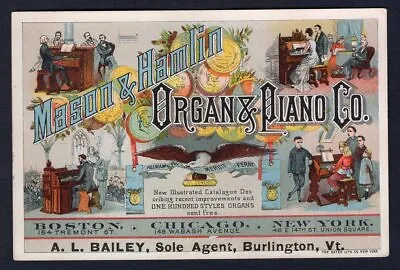 USA 1890s Advertising Trade Card. Burlington Vt. Mason & Hamlin Organ & Piano Co • $12.99