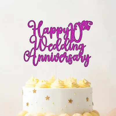 Personalised Wedding Anniversary Cake Topper 10th 20th 30th 40th 50th 60th 75th • £3.29
