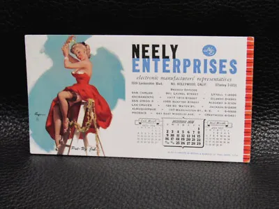 Pinup Girl Calendar Ink Blotter Elvgren Neely Enterprises December 1956 • $14.95