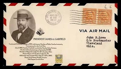 DR WHO 1932 FDC GARFIELD COIL PAIR #723 ADD-ON CACHET MASONIC J93455 • $0.50