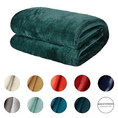 £7.99 • Buy Brentfords Large Flannel Fleece Bed Blanket Warm Throw Over Ultra Soft Bed Sofa