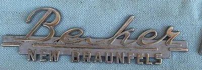 Car Dealer Emblem Logo Tag Becker Becker New Braunfels TX Metal Vintage Chrome • $28.90