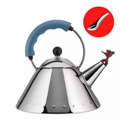 ALESSI | New Graves Kettle In Blue With Bird Whistle 9093 - BONUS FREE GIFT  • $263.20