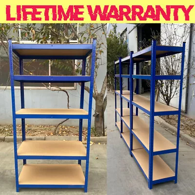 BLUE - 5 Tier Metal Shelving Unit Storage Racking Shelves Garage Warehouse Shed • £26.17