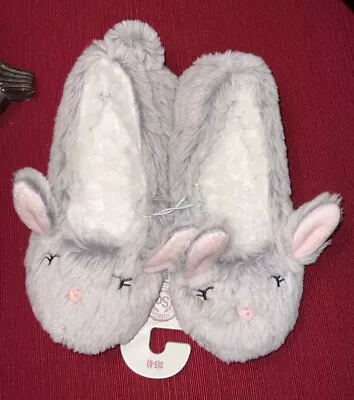 By SO NWT Gray Super Soft Fur Bunny Rabbit Slippers Non-Slip Women’s Sz 5/6 Sm • $8.99