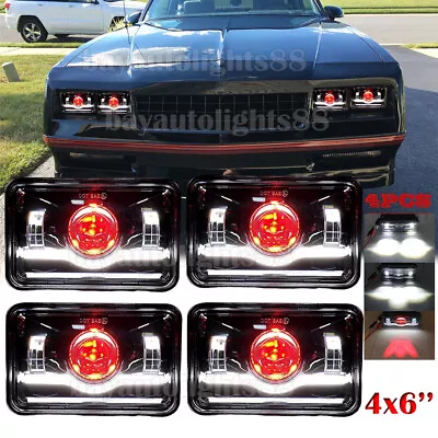 4x 4x6  LED HEADLIGHTS Hi/Lo Red HALO DRL Fit CHEVROLET MONTE CARLO SS 1980-1988 • $64.01