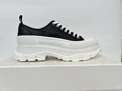 READ Alexander McQueen Men White Black Tread Slick Sneaker Shoe Size EU 47 US 14 • $297.49
