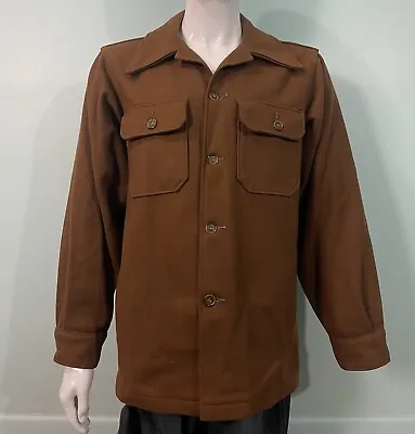 Vintage Woolrich Heavy Wool Shirt Shacket Mens Sz L USA Brown • $20