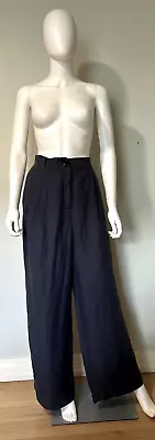 KOOKAI Linen Blend Wide Leg Pants In Navy - Size 40 (Aus 12) • $30