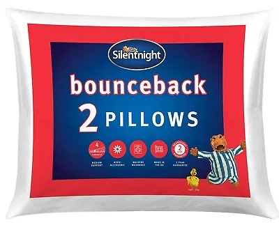 Silentnight 2 Pack Pillows Luxury Bounceback Pair Springy Hypoallergenic Soft • £23.99