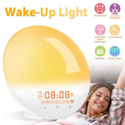 Sunrise Alarm Clock Wake Up Light FM Radio Bedside Sounds Night Lamp Xmas Gifts • $49.99