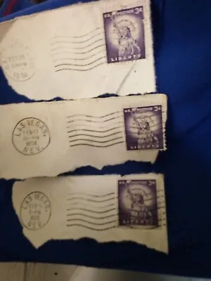 3 Rare Purple 3cent Liberty Stamps With 1958 Postmark • $50