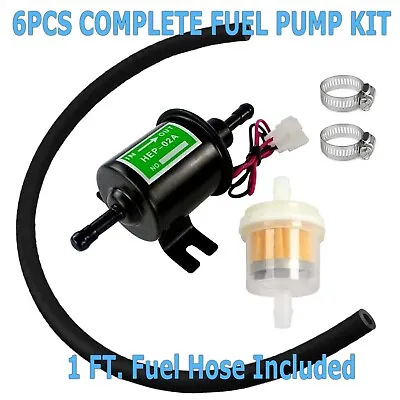 Inline Fuel Pump + Filter 12v Electric Transfer Low Pressure Gas Diesel HEP-02A • $9.95