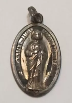 Vintage Sterling St. Jude Pray For Us Religious Medal Pendant • $14.99