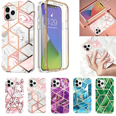 $17.41 • Buy For IPhone 13 12 11 Pro Max Mini Marble Shockproof Case Built-in Screen Cover