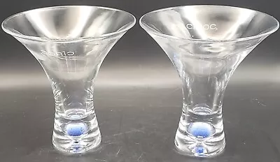 Ciroc Vodka Martini Glasses With Blue Bubble Base Handblown - Set Of 2 • $35