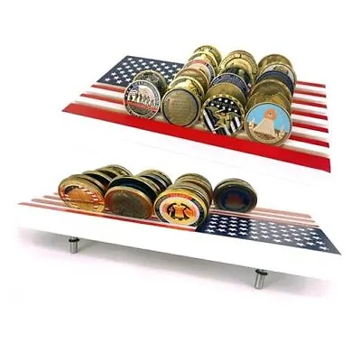 U.S. Flag Challenge Coin Display Holder 6 Rows Military Coin Stand Case Holds  • $35.18