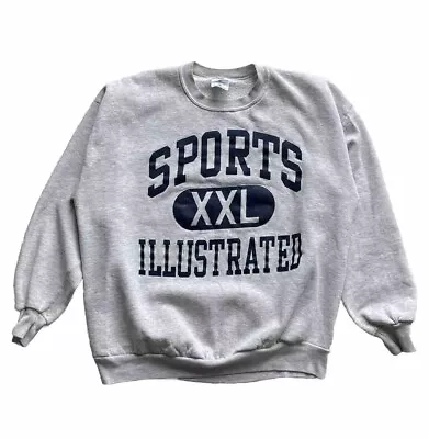 Vintage Sports Illustrated Sweatshirt Crewneck Gray Football Magazine 90s XL • $25