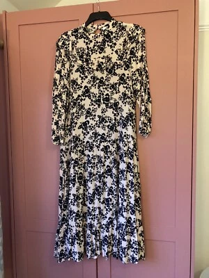£5 • Buy Topshop Ruffle Neck Floral Print Midi Dress 10