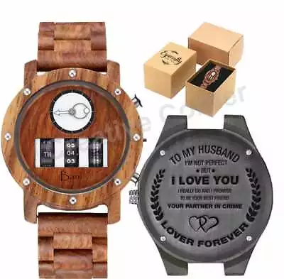 Personalized Handmade WoodenWatch Valentine Men Watch Engraved Your Photo/Text   • $49.99