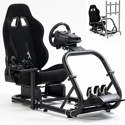 Hottoby Racing Simulator Cockpit Stand With Black Seat Fits Logitech G923 G29 • $294.99