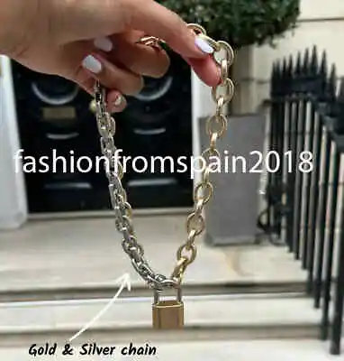 Zara New Woman Necklace With Lock Gold Silver 1856/340 • $39.99