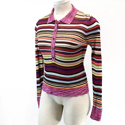 Missoni For Target Colorful Stripped Knitted Polo Top Blouse Size XL • $49.99