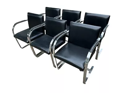 SET OF 6 Ludwig Mies Van Der Rohe BRNO Flat Bar Chairs Black • $2500