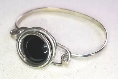 Vintage Black Onyx Style Stone In Wire Wrapped Cuff Bracelet • $10.99