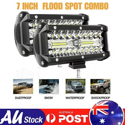 2pcs 7inch LED Light Bar Spot Flood Combo Work Driving Lights OffRoad 4WD Trucks • $20.89