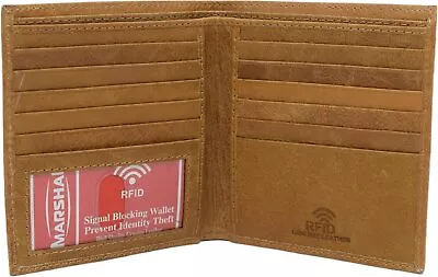Bifold Hipster Credit Card Wallet RFID Blocking Men's Cowhide Leather Wallet • $19.99