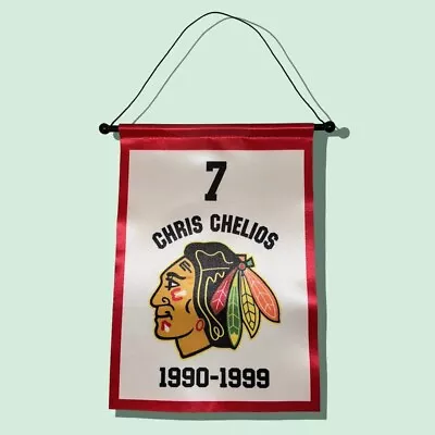 Chris Chelios Chicago Blackhawks Jersey Retirement Mini Banner Brand New Nice!! • $39.95