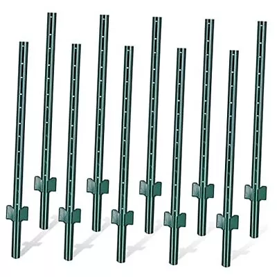  5 Feet Sturdy Duty Metal Fence Post Pack Of 10 U Post For Fencing Green 5 FT • $111.98