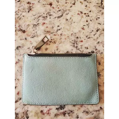 Marc Jacobs Slim Card Holder Wallet Coin Purse Zip Pocket Blue Brown Leather  • $25