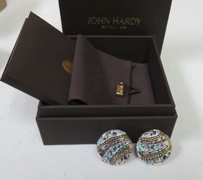 John Hardy Iolite Blue Topaz 18k Gold Sterling Silver Lavafire Kali Rd Earrings • $295