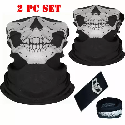 2 PCS Set FACE MASK Bandana Skull Mouth Cover Balaclava Neck Reusable Motorcycle • $5.99