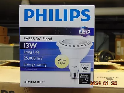 1 Philips Dimmable Led 36 Degree Flood Bulb Par38 Warm White Light 13w 950 Lumen • $15