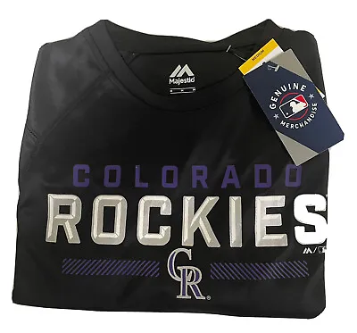Majestic Colorado Rockies Team Logo Men's T- Shirt 100% Authentic Black • $12.95