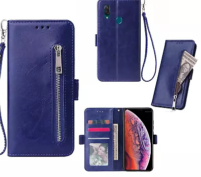 Zte Blade V10 Vita Pu Leather Wallet Case Card Slots Zip Side Magnet • $9.50
