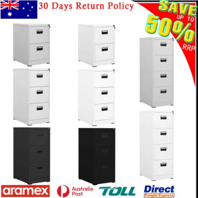 Filing Storage Cabinet 2/3/4 Drawers Home Office Organiser Organise Files Steel • $316.29