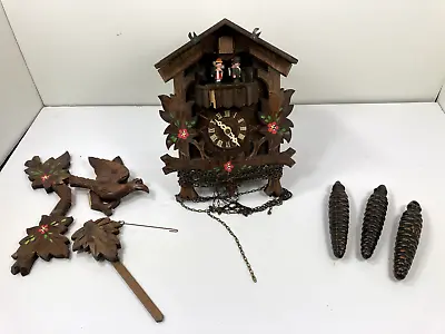 Cuckoo Clock Wooden Romance Edelweiss 2866 Swiss Made Reuge - Parts/Might Work • $249.99