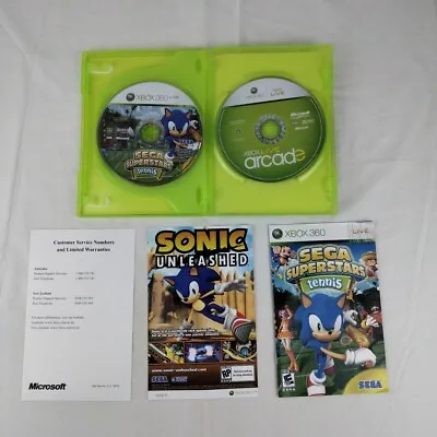 Sega Superstars Tennis / Xbox Arcade LIVE Xbox 360 Game Combo With Manual. • $10.95
