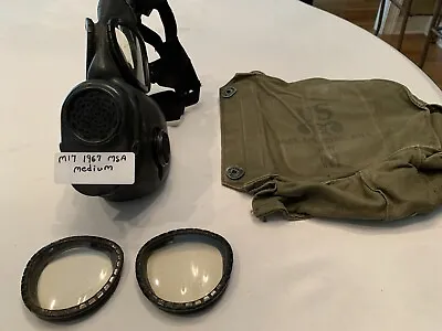 US M17 Vietnam War Gas Mask 1967 Dated Medium Msa Mfg Vintage Bag & Lens • $89.99