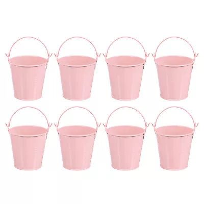 8 Pcs 3 X3  Small Metal Buckets Mini Galvanized Easter Buckets Pink • $25.66