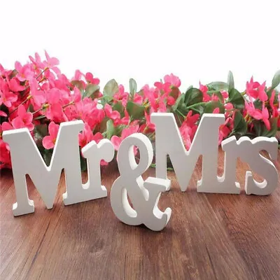 Mr And Mrs Wooden Sign | Top Table Wooden Wedding Venue Decoration White • £4.08