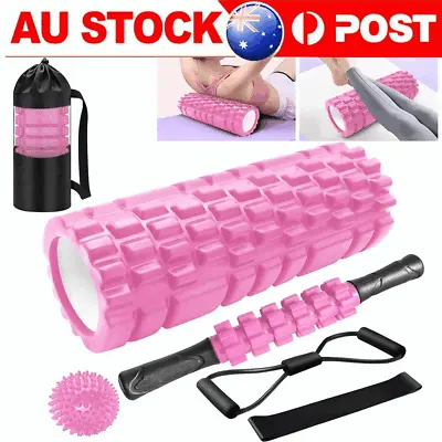 6 IN 1 Yoga Massage Set Foam Roller Massage Stick Fascia Ball Resistance Ring • $27.90