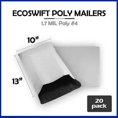 20 10x13 EcoSwift Poly Mailers Plastic Envelopes Shipping Mailing Bags 1.7MIL • $4.18